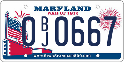 MD license plate 0BJ0667