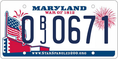 MD license plate 0BJ0671