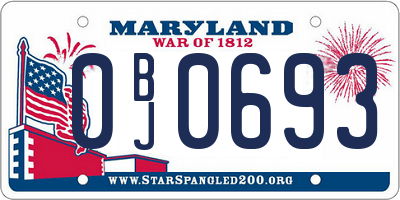 MD license plate 0BJ0693