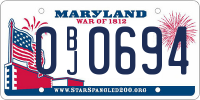 MD license plate 0BJ0694