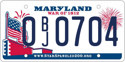 MD license plate 0BJ0704