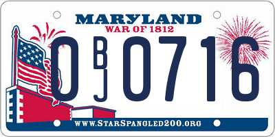 MD license plate 0BJ0716