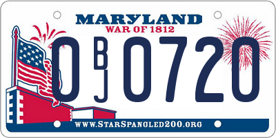 MD license plate 0BJ0720