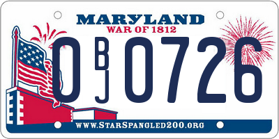 MD license plate 0BJ0726