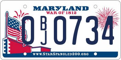MD license plate 0BJ0734