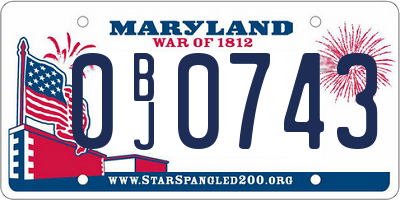 MD license plate 0BJ0743
