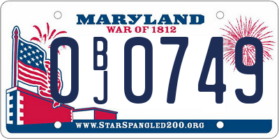 MD license plate 0BJ0749