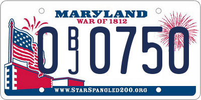 MD license plate 0BJ0750