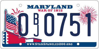MD license plate 0BJ0751