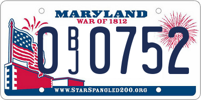 MD license plate 0BJ0752