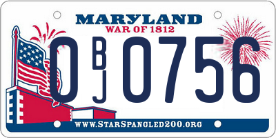MD license plate 0BJ0756