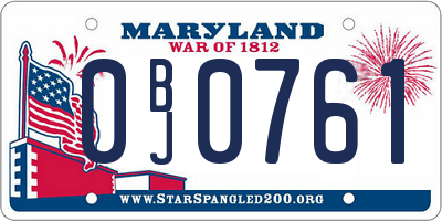 MD license plate 0BJ0761