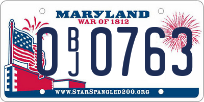 MD license plate 0BJ0763