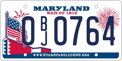MD license plate 0BJ0764