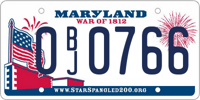 MD license plate 0BJ0766