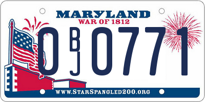 MD license plate 0BJ0771