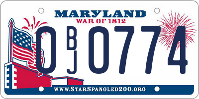 MD license plate 0BJ0774