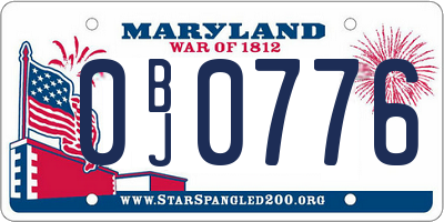 MD license plate 0BJ0776