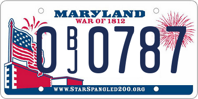 MD license plate 0BJ0787