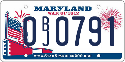 MD license plate 0BJ0791