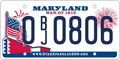 MD license plate 0BJ0806