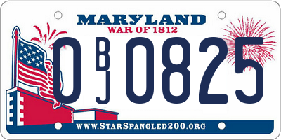 MD license plate 0BJ0825