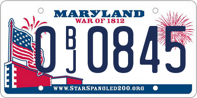 MD license plate 0BJ0845