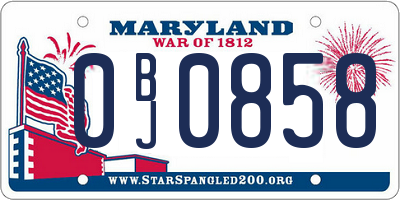 MD license plate 0BJ0858
