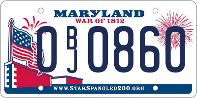 MD license plate 0BJ0860