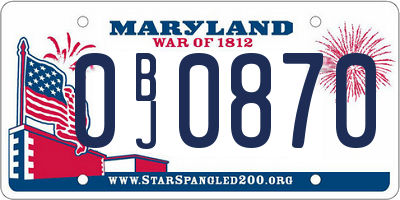 MD license plate 0BJ0870