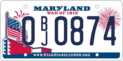 MD license plate 0BJ0874