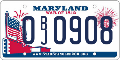 MD license plate 0BJ0908