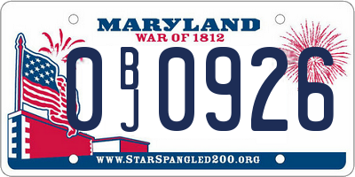 MD license plate 0BJ0926