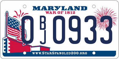 MD license plate 0BJ0933