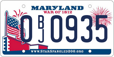 MD license plate 0BJ0935