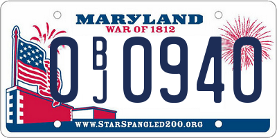 MD license plate 0BJ0940