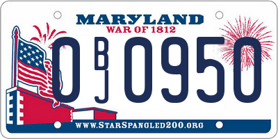 MD license plate 0BJ0950