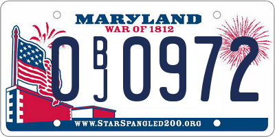MD license plate 0BJ0972