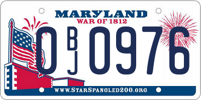 MD license plate 0BJ0976