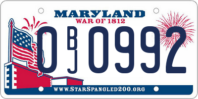 MD license plate 0BJ0992