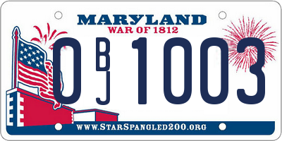 MD license plate 0BJ1003