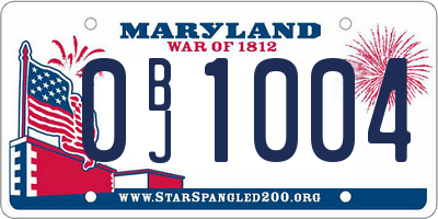 MD license plate 0BJ1004