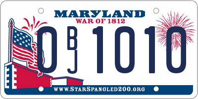 MD license plate 0BJ1010