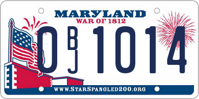 MD license plate 0BJ1014