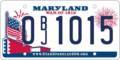MD license plate 0BJ1015