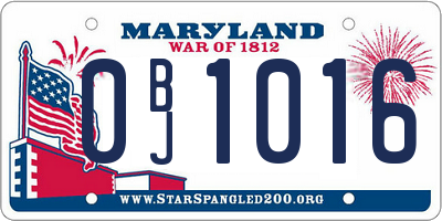 MD license plate 0BJ1016