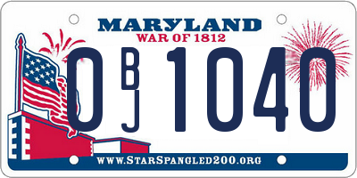 MD license plate 0BJ1040