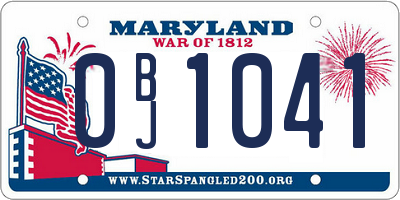 MD license plate 0BJ1041