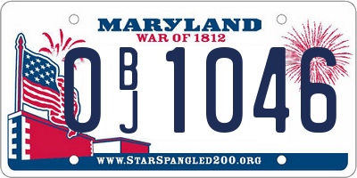 MD license plate 0BJ1046