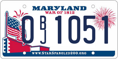 MD license plate 0BJ1051